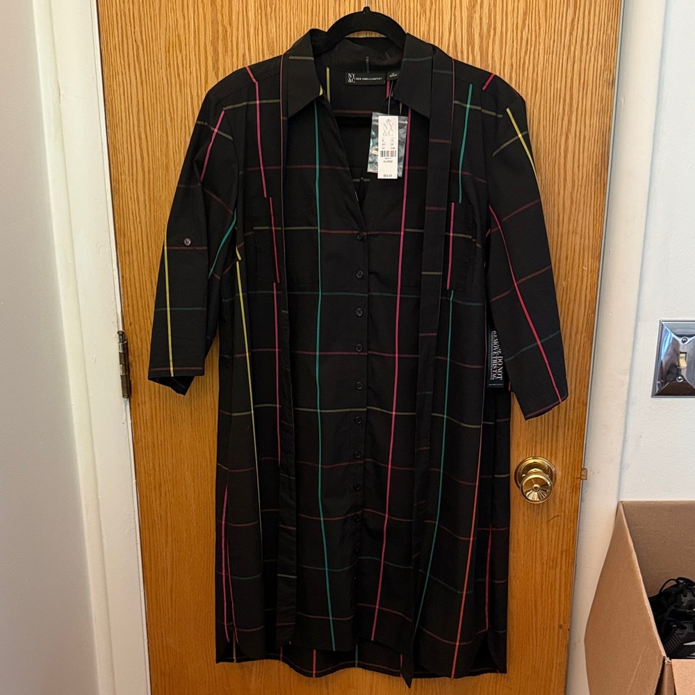 New York & Co Black Button Down Dress
